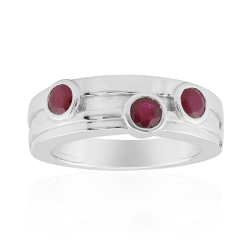 Cavill Burmesischer Rubinring aus 925 Sterlingsilber, 3 rund geschliffene Rubine 0,612 ct, Myanmar Rubin Silberring modern elegant, exquisiter Rotton, hochwertiger Schmuck von Cavill