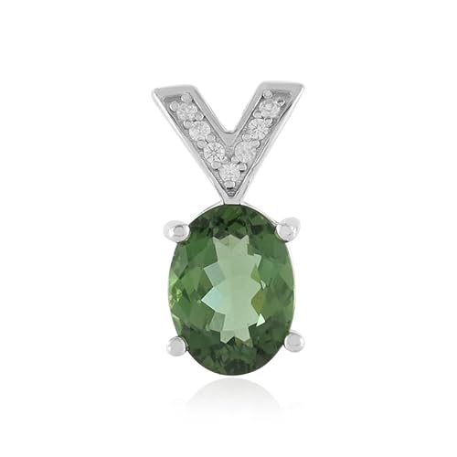 Cavill Chrom-Apatit Anhänger 1,38 Karat Oval in Grün, verziert mit 7 funkelnden Zirkonen, modernes Design in platiniertem 925er Silber, eleganter Damenschmuck mit geometrischer V-Form Cavill Chrom-Apatit Anhänger 1,38 Karat Oval in Grün, verziert mit 7 funkelnden Zirkonen, modernes Design in platiniertem 925er Silber, eleganter Damenschmuck mit geometrischer V-Form von Cavill