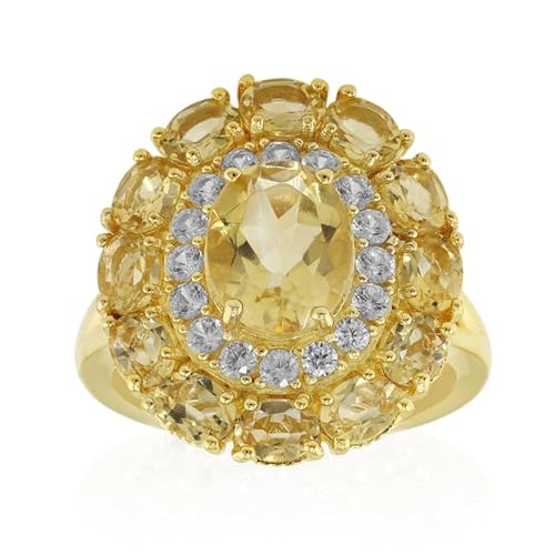 Cavill Citrin Ring Vergoldetes 925er Sterling Silber Ovalschliff 3,699 ct Brasilianischer Citrin & Tansania Zirkon Eleganter Statement-Ring Gelb 26x20 mm Cavill Citrin Ring Vergoldetes 925er Sterling Silber Ovalschliff 3,699 ct Brasilianischer Citrin & Tansania Zirkon Eleganter Statement-Ring Gelb 26x20 mm von Cavill