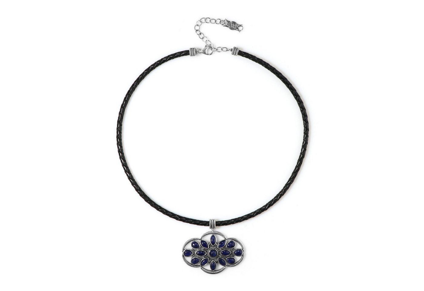 Cavill Collier Sodalith 8,1 ct, 925 Silber Kette mit Marquise & Tropfen, Leder (1-tlg) von Cavill