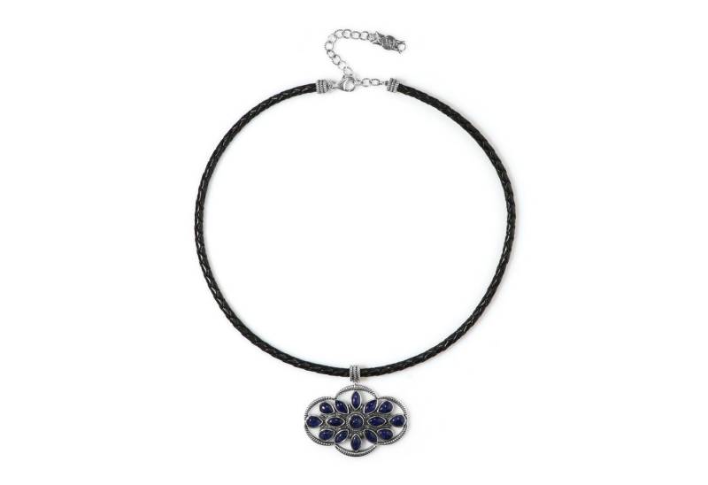 Cavill Collier Sodalith 8,1 ct, 925 Silber Kette mit Marquise & Tropfen, Leder (1-tlg) von Cavill