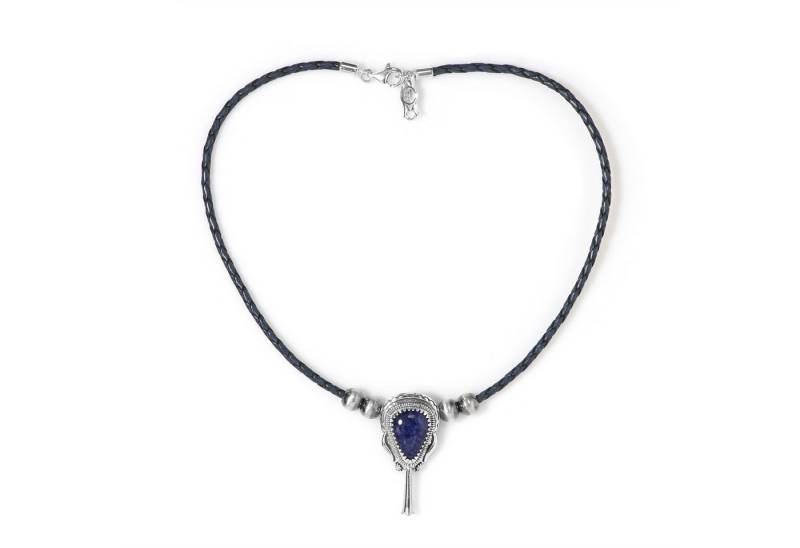 Cavill Collier Sodalith Lederkette Damen 6,08 ct Brasilien Tropfen Silber 925 (1-tlg) von Cavill