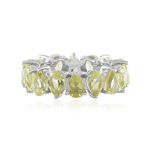 Cavill Limonenquarz Silberring mit tropfenförmigen gelben Edelsteinen, prong-gef 54stert, moderner Eleganz, 26x26 mm, frischer und lebendiger Schmuck aus Brasilien von Cavill