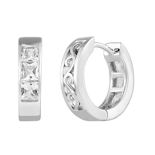 Cavill Danburit Ohrringe Silber Creolen 925 Sterling Silber mit 6 mexikanischen Danburiten Prinzessschliff 0,86 ct Elegante 14 mm Damen Ohrschmuck Modern von Cavill