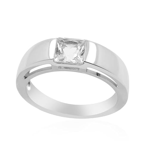 Cavill Damenring 925 Sterling Silber mit 0,61 Karat Danburit, modern, quadratischer Prinzess-Schliff, elegantes Design, stilvoller Schmuck, mexikanischer Stil von Cavill