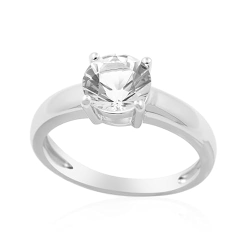 Cavill Danburit Ring 1,17 ct Mexiko, 925er Sterling Silberring, runder Brillantschliff, eleganter Silberring, zeitlos modern, klarer Stein, Größen 16-21 von Cavill