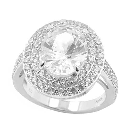 Cavill Danburit Ring Silber 3,15 Karat, Ovaler Brillantschliff in 925 Sterling Silber mit funkelnden kambodschanischen Zirkonen, eleganter Damenring, 4,52 ct Glanz von Cavill