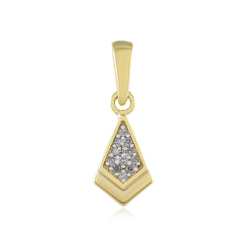 Cavill Diamant Anhänger Silber vergoldet 925 Sterling mit 11 funkelnden I2 Diamanten 0,054 ct Rundschliff moderner geometrischer Schmuck elegant 18x7 mm von Cavill