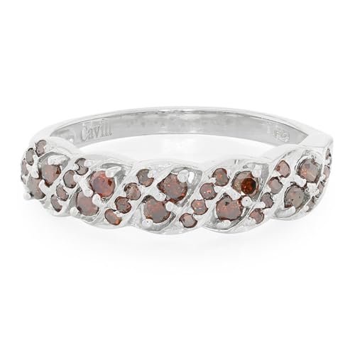 Cavill Diamant Silberring 0,56ct – Platinierter 925er Silber Damenring, Moderner Rund-Brillant mit Wellenmuster, Funkelnder Silberring als Verlobungsring, Elegant & Zeitlos, Geschenk für Sie von Cavill