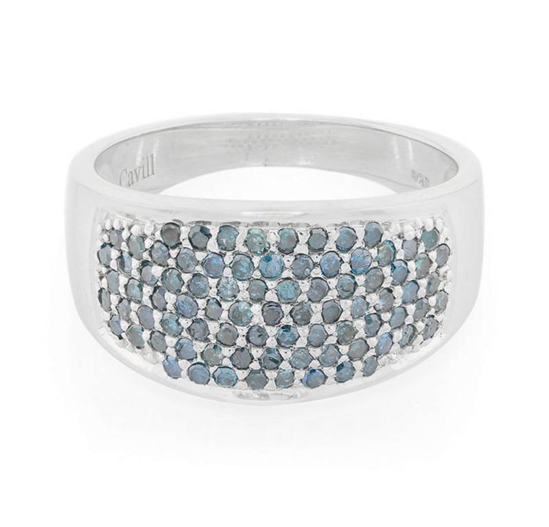 Cavill Diamantring Cavill 0,76 ct Fancy-Diamant Silberring mit Platin-Pavé blau-grau (1-tlg) von Cavill
