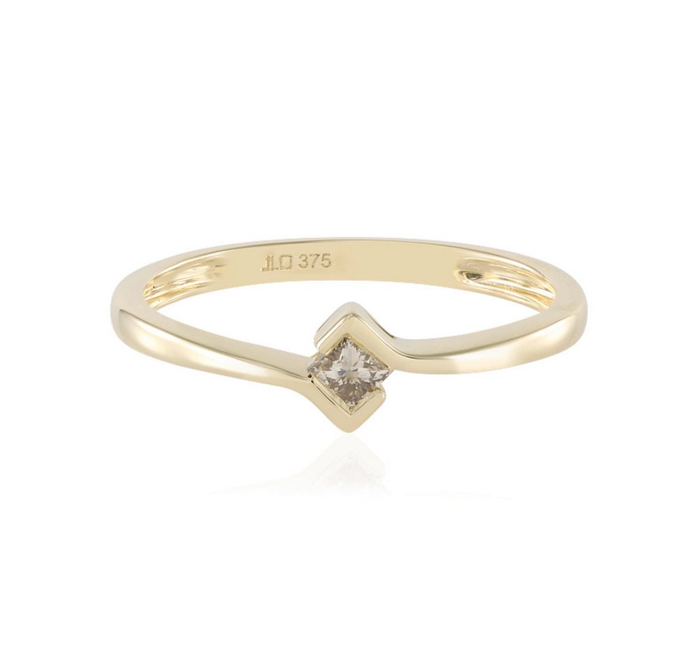 Cavill Diamantring 375 Gelbgold Ring mit 0,09 ct Prinzess Diamant, asymmetrisch (1-tlg) von Cavill
