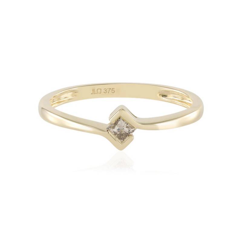 Cavill Diamantring 375 Gelbgold Ring mit 0,09 ct Prinzess Diamant, asymmetrisch (1-tlg) von Cavill
