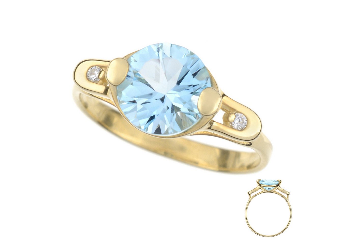 Cavill Diamantring Cavill Himmelblauer Topas 2,6 ct Goldring 9K mit Brillanten Damen (1-tlg) von Cavill