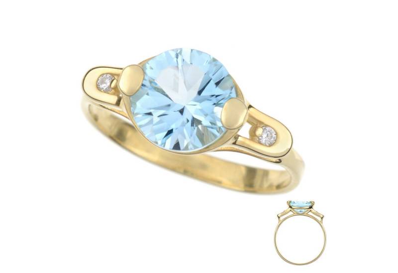 Cavill Diamantring Cavill Himmelblauer Topas 2,6 ct Goldring 9K mit Brillanten Damen (1-tlg) von Cavill