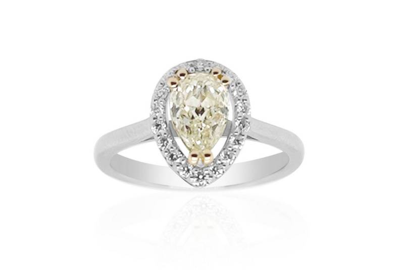 Cavill Diamantring Cavill Diamantring 1,04 ct Tropfen, 18K Gelb- & Weißgold, Silber (1-tlg) von Cavill