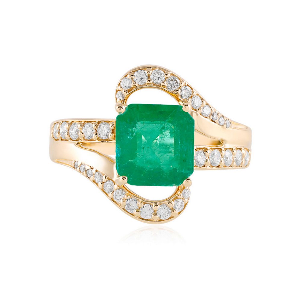 Cavill Diamantring Cavill Ring 2,36 ct Oktagon Smaragd & 0,45 ct Diamanten in 14K Gold (1-tlg) von Cavill