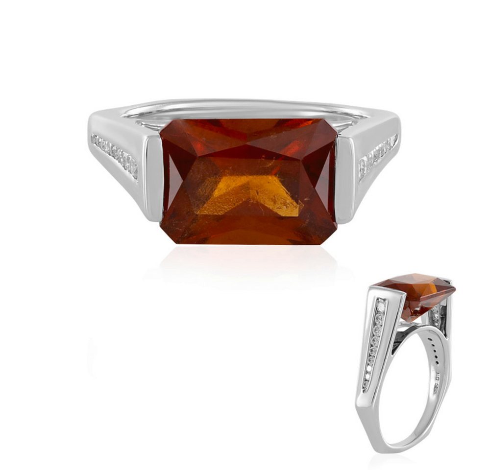 Cavill Diamantring Cavill Weißgold 585 Ring 8,82 ct Hessonit Granat Oktagon mit Diamanten (1-tlg) von Cavill
