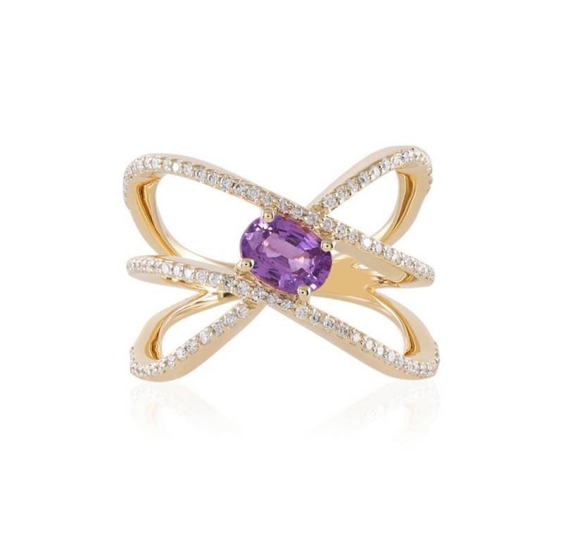 Cavill Diamantring Cavill Damenring 14K Gelbgold mit 1,01 ct Ceylon-Saphir & Diamanten (1-tlg) von Cavill