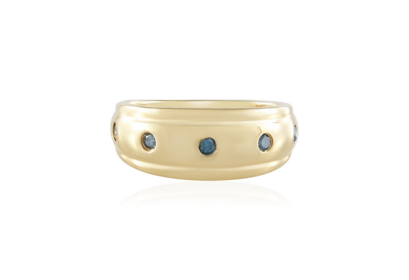 Cavill Diamantring Ring 925 Sterlingsilber vergoldet, 5 blaue Diamanten 0,13 ct (1-tlg) von Cavill