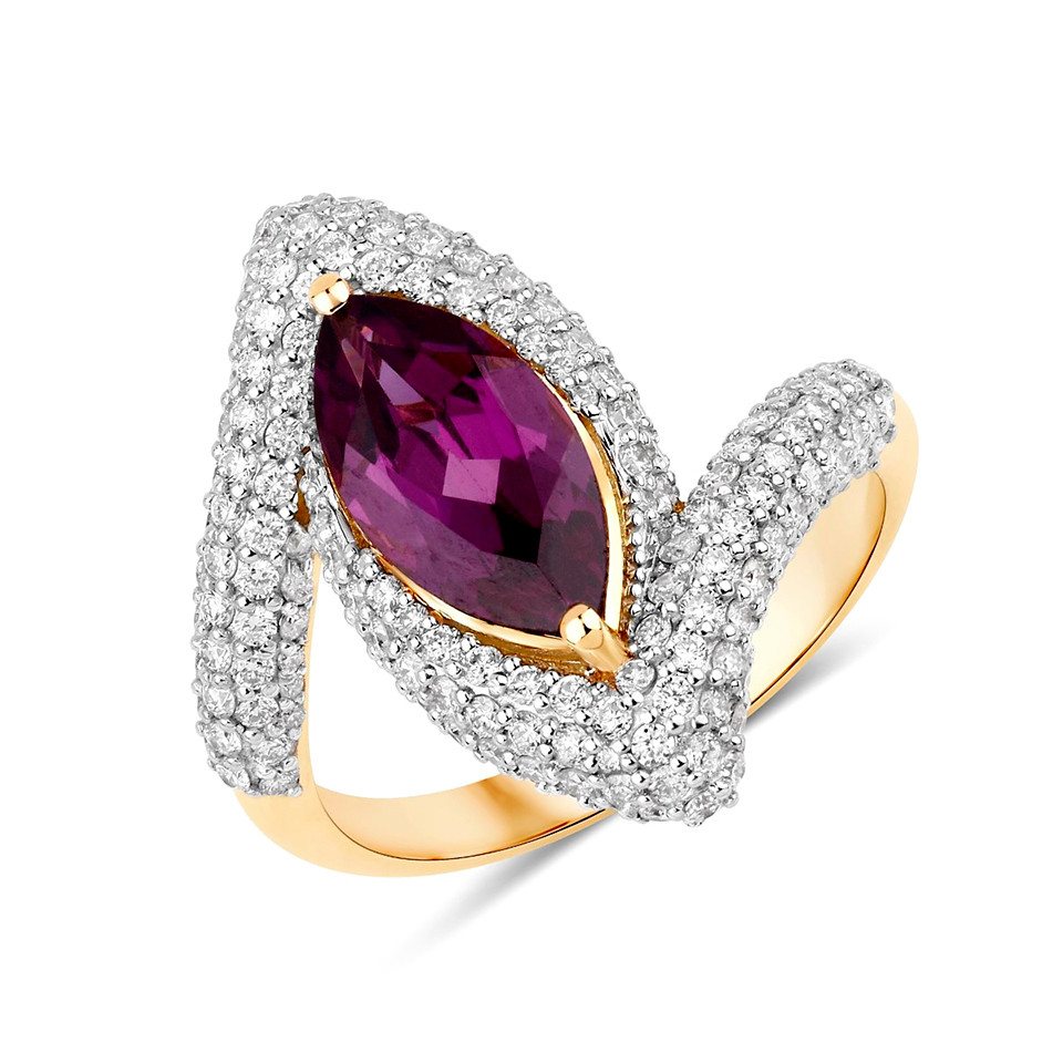 Cavill Diamantring Mosambik Magenta Granat 14K Gold Ring, 3,45ctw (1-tlg) von Cavill