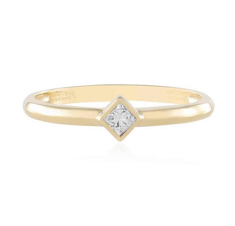 Cavill Diamantring Cavill 375er Gelbgold Ring mit 0,072 ct Prinzessdiamant, modern (1-tlg) von Cavill