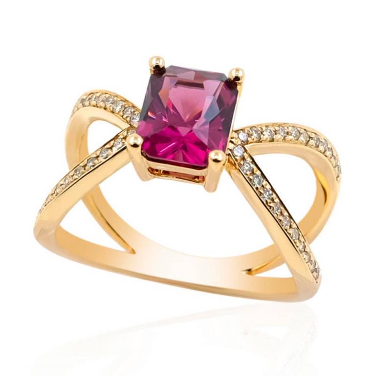 Cavill Diamantring Goldring 375er Gelbgold 1,7 ct Oktagon mit Pavé Diamanten 0,198 ct (1-tlg) von Cavill