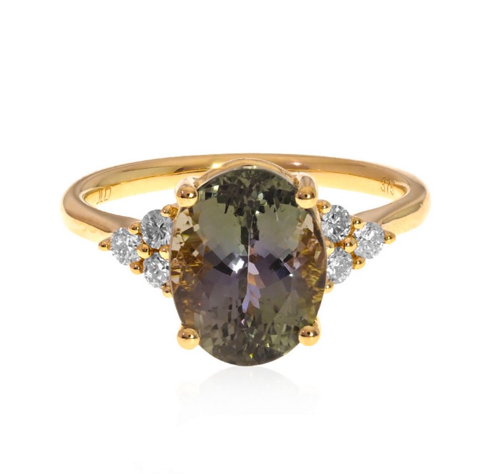 Cavill Diamantring Cavill Goldring 3,55 ct Tansanit oval, 6 Diamanten 375er Gold (1-tlg) von Cavill