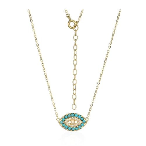 Cavill Edelstein Silbercollier – welo Opal Collier Gold mit Türkis und weißem Topas, vergoldetes 925er Damen Halskette, verstellbar, Evil Eye Design, edler Schutzschmuck Cavill Edelstein Silbercollier – welo Opal Collier Gold mit Türkis und weißem Topas, vergoldetes 925er Damen Halskette, verstellbar, Evil Eye Design, edler Schutzschmuck von Cavill