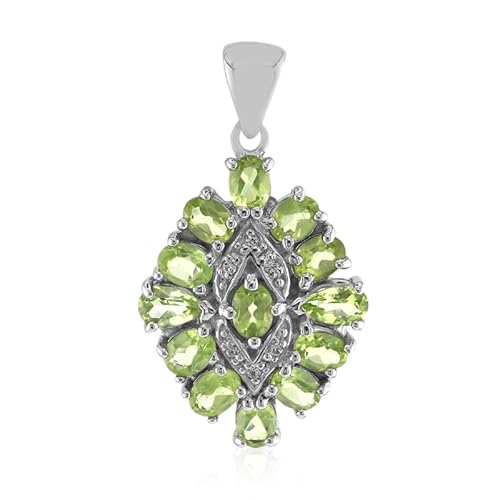 Cavill Peridot Schmuck Anhänger 925 Silber mit 2,7 ct Tropfenschliff & ovalen Peridots, 6 weißen Topasen, elegant, tropfenförmig, 30x16 mm, lebhaft grün Cavill Peridot Schmuck Anhänger 925 Silber mit 2,7 ct Tropfenschliff & ovalen Peridots, 6 weißen Topasen, elegant, tropfenförmig, 30x16 mm, lebhaft grün von Cavill