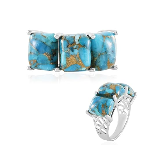 Cavill Eleganter Blauer Mohave-Kupfer-Türkis-Ring aus platiniertem 925er Sterlingsilber - 11,223 Karat Edelstein-Schmuck für Damen Cavill Eleganter Blauer Mohave-Kupfer-Türkis-Ring aus platiniertem 925er Sterlingsilber - 11,223 Karat Edelstein-Schmuck für Damen von Cavill