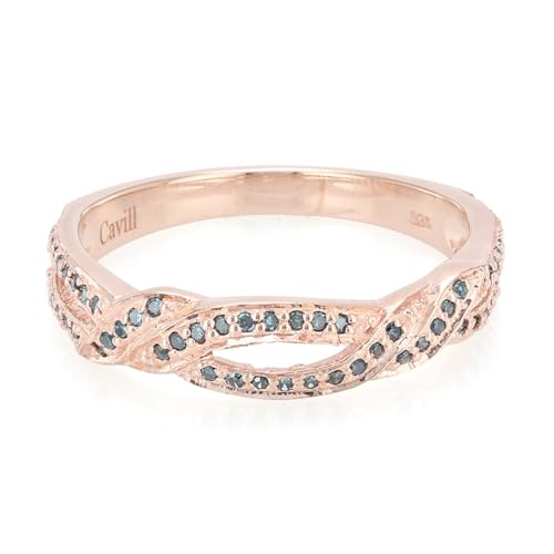 Cavill Roségold Silberring mit 0,19 Karat Fancy Diamant in Rundschliff, Eleganter Pave-Design Ring aus 925er Sterlingsilber, 64 funkelnde Diamanten, modernes Schmuckstück von Cavill