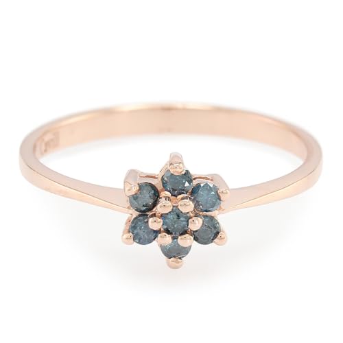 Cavill Fancy Diamant Silberring Damen mit 0,23 ct Rundschliff Diamanten, Roségold Ring, florales Design, 925 Sterling Silber, eleganter Blütenring für besondere Anlässe von Cavill