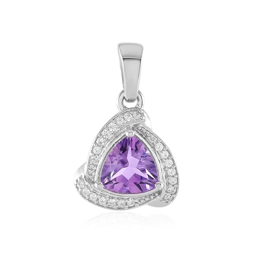 Cavill Eleganter Trillant Uruguay Amethyst Anhänger mit Zirkonen, 925 Sterling Silber plattiert, 1,067 ct, Schmuck für Damen von Cavill