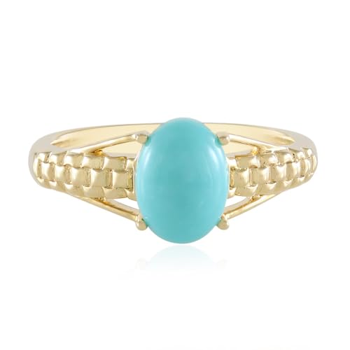 Cavill Eleganter moderner Ring mit 1,215 ct Sleeping Beauty Türkis, ovaler Cabochon, 925er vergoldetes Silber, einzigartiger Damenschmuck aus USA, stilvoller Türkisschmuck von Cavill