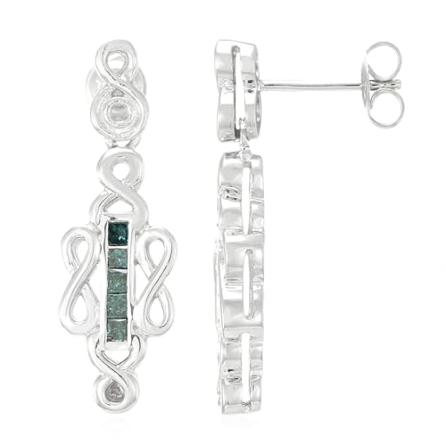 Cavill Fancy Diamant Ohrringe Damen 0,38 Ct Prinzessschliff 925er Sterling Silber Platin Silberohrringe Elegant Modern Quadratisch 29 mm Funkelnde Juwelen von Cavill