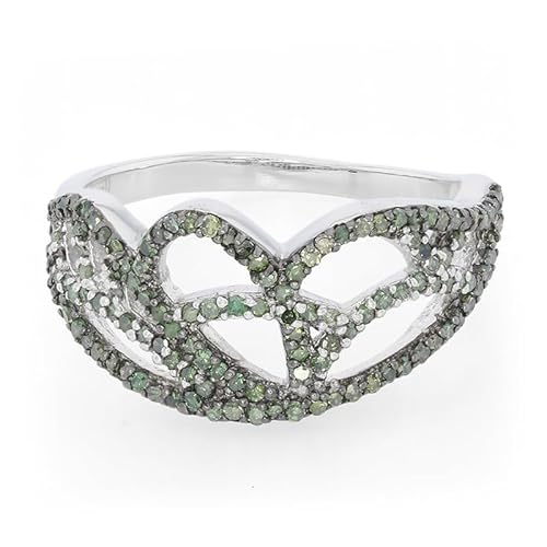 Cavill Fancy-Diamant Silberring 0,58 ct Rundschliff Pave 925 Sterling Platinierter Ring Modernes Design mit Grüntönen 127 Diamanten 25x24 mm Eleganter Infinity Schmuck Cavill Fancy-Diamant Silberring 0,58 ct Rundschliff Pave 925 Sterling Platinierter Ring Modernes Design mit Grüntönen 127 Diamanten 25x24 mm Eleganter Infinity Schmuck von Cavill
