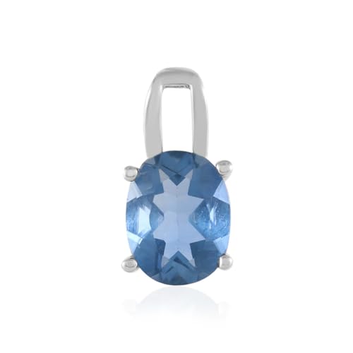 Cavill Farbwechsel Fluorit Anhänger 1,978 ct Ovalschliff aus China im platinierten 925er Sterling Silber, eleganter Silberanhänger mit facettiertem Edelstein, moderner Schmuck in Blau von Cavill