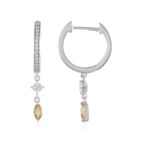 Cavill Gelbe Zirkon Silberohrringe 925 Sterling Silber Platinierte Marquise Brillantschliff Ohrstecker 1,29 ct Edelsteine aus Kambodscha Eleganter moderner Schmuck 34 mm von Cavill