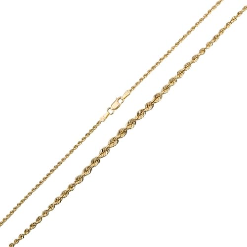 Cavill Goldhalskette 9 Karat Gelbgold 44 cm, elegante Damen Halskette mit feiner und gedrehter Seilstruktur, zeitloser Schmuck in glänzendem Gelbgold, 1,54 g von Cavill