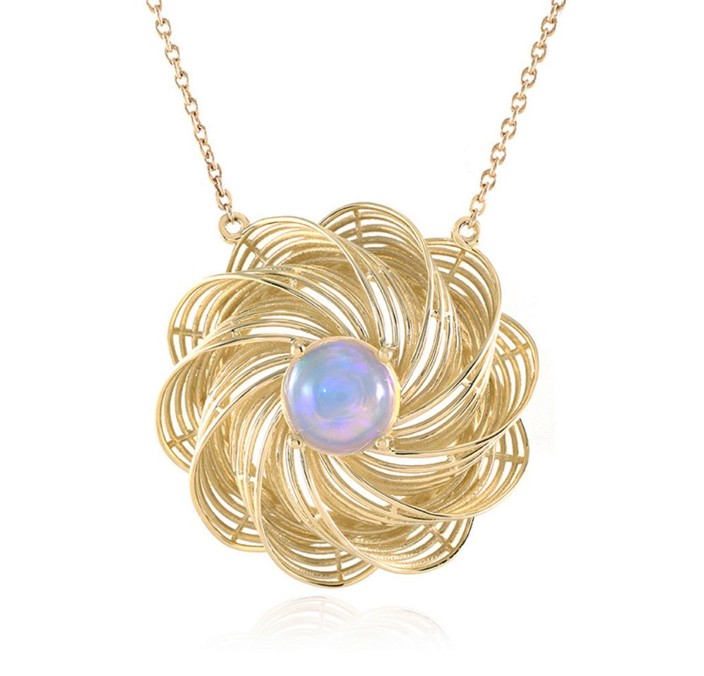 Cavill Goldkette 0,765 ct Welo-Opal Goldcollier 9K Gelbgold, Blume, 45,5 cm (1-tlg) von Cavill