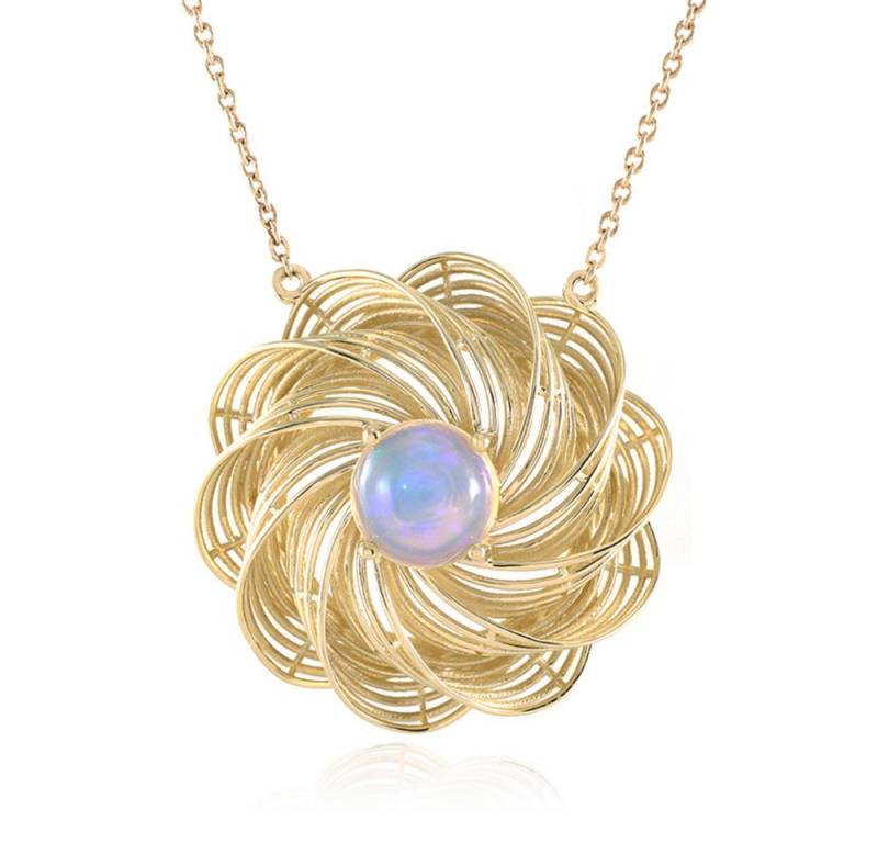 Cavill Goldkette 0,765 ct Welo-Opal Goldcollier 9K Gelbgold, Blume, 45,5 cm (1-tlg) von Cavill