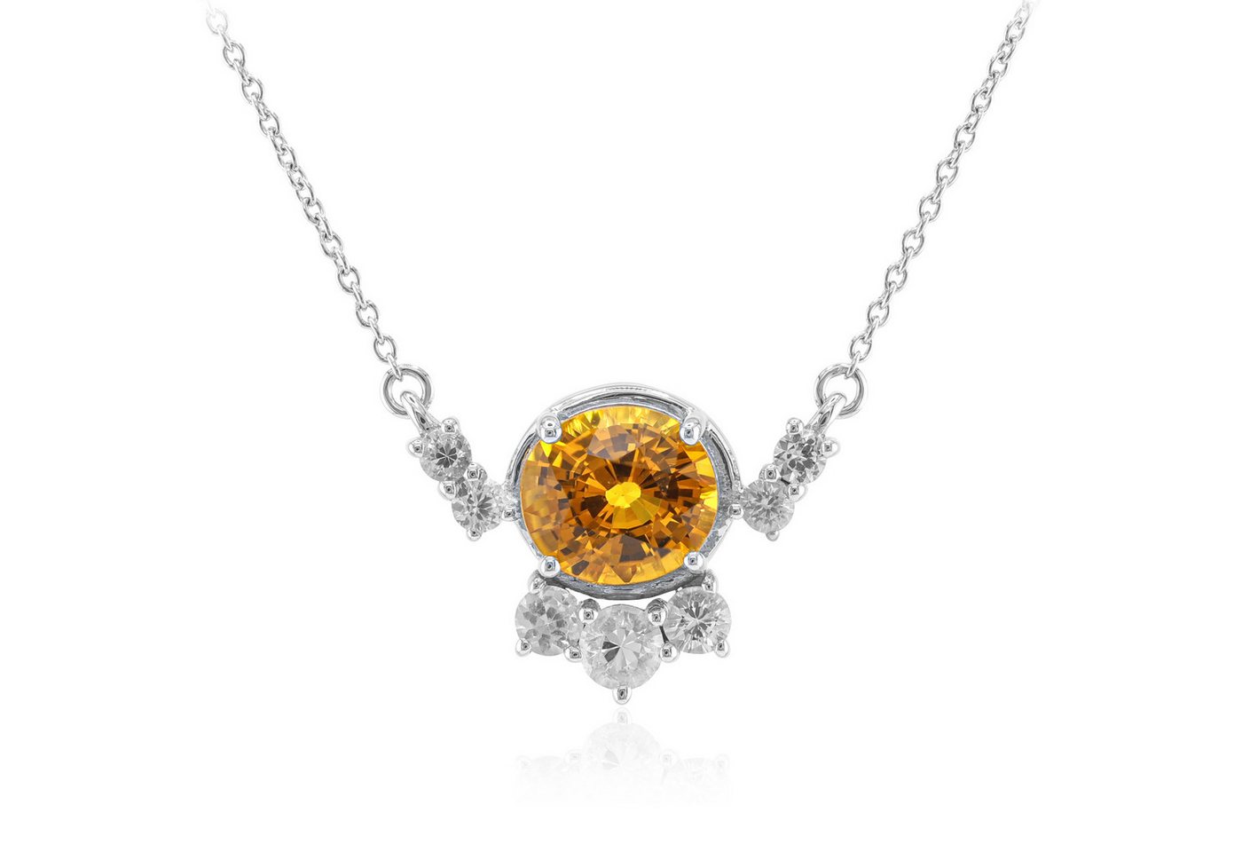 Cavill Goldkette 9 Karat Weißgoldkette mit 1,51 ct orange & weißen Saphiren, 45,5 cm (1-tlg) von Cavill