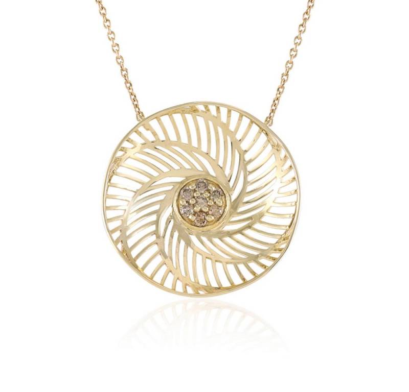 Cavill Goldkette Cavill 9K Gelbgold Collier mit 7 Champagner Diamanten 0,16 ct (1-tlg) von Cavill