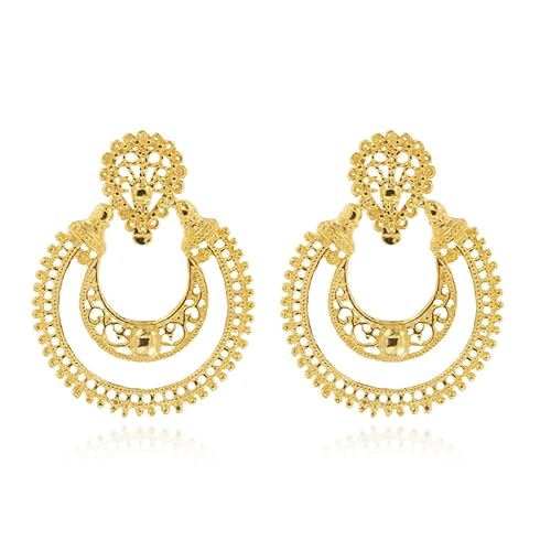 Cavill Goldplattierte Silberohrringe 925er Silber 46 mm große Ohrringe Damen mit filigranen Perlendetails und elegantem, kurvenreichem Design, ca. 9,7 g von Cavill