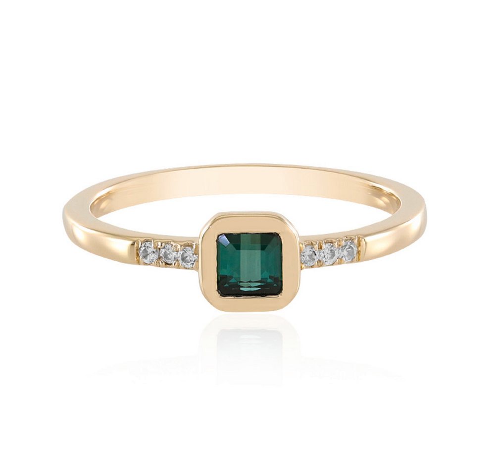 Cavill Goldring Cavill Ring 0,30 ct Grüner Turmalin, oktagonal, 6 Zirkone, 375 Gold (1-tlg) von Cavill