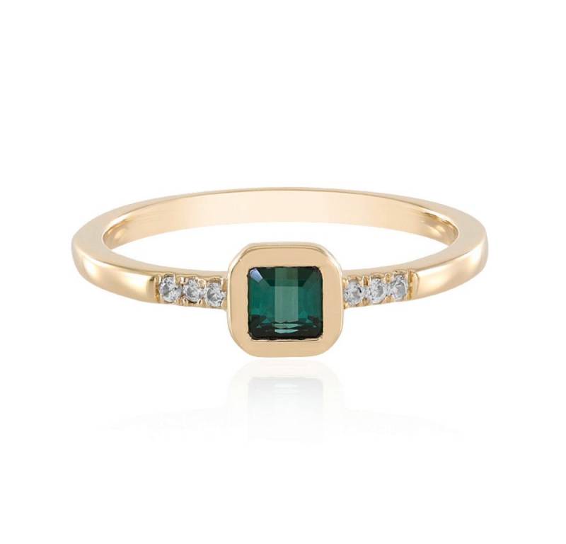 Cavill Goldring Cavill Ring 0,30 ct Grüner Turmalin, oktagonal, 6 Zirkone, 375 Gold (1-tlg) von Cavill