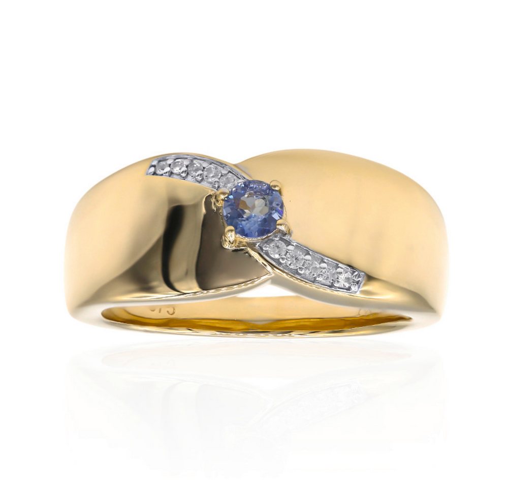 Cavill Goldring Benitoit-Goldring 375er Gelbgold, 0,12 ct, Zirkon 0,05 ct (1-tlg) von Cavill