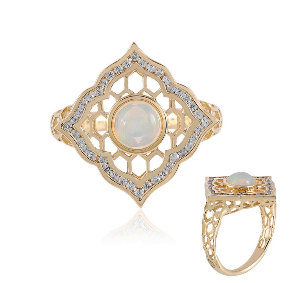 Cavill Goldring Cavill 9 Karat Gelbgold Ring mit 0,54 ct Welo-Opal & 1 ct Zirkon (1-tlg) von Cavill