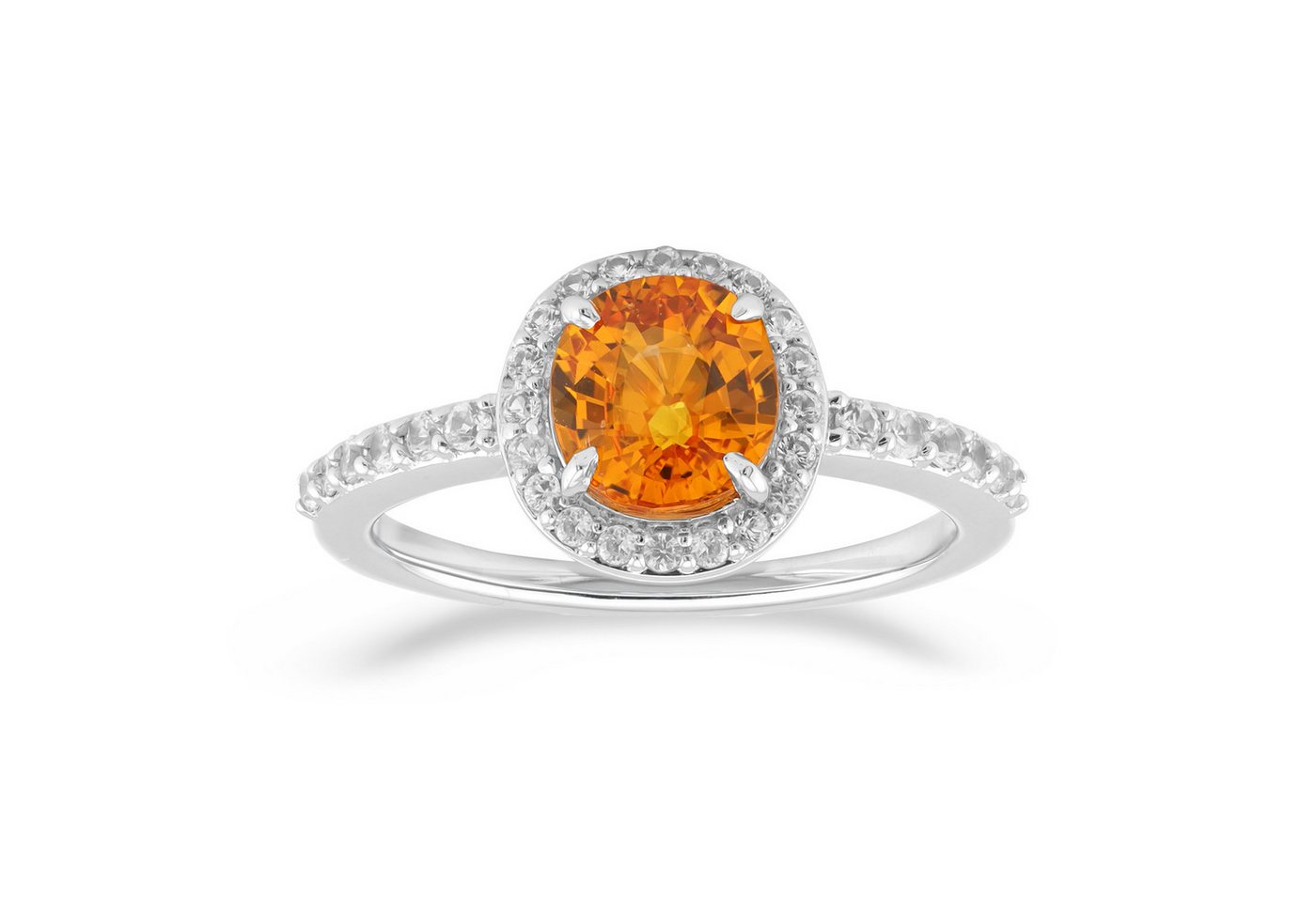 Cavill Goldring Cavill 9 Karat Weißgold Ring mit 1,66 ct Oranger Ban Ka Cha Saphir (1-tlg) von Cavill