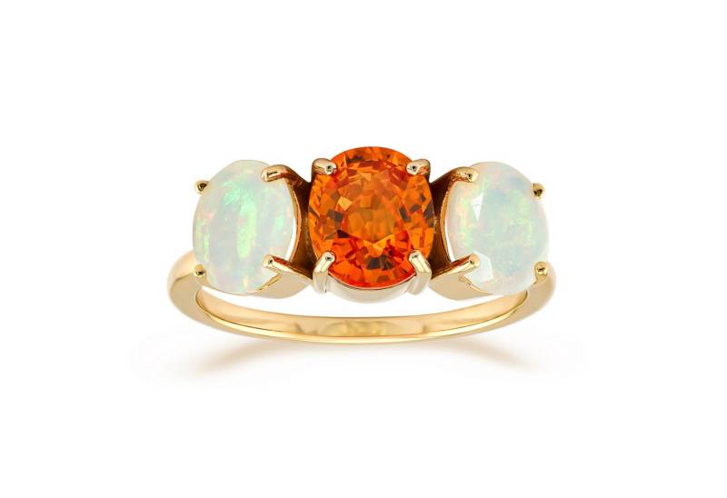 Cavill Goldring Cavill Edelsteinring 2,96 ct mit Orangensaphir 1,71 ct, Opal, 375 Gold (1-tlg) von Cavill